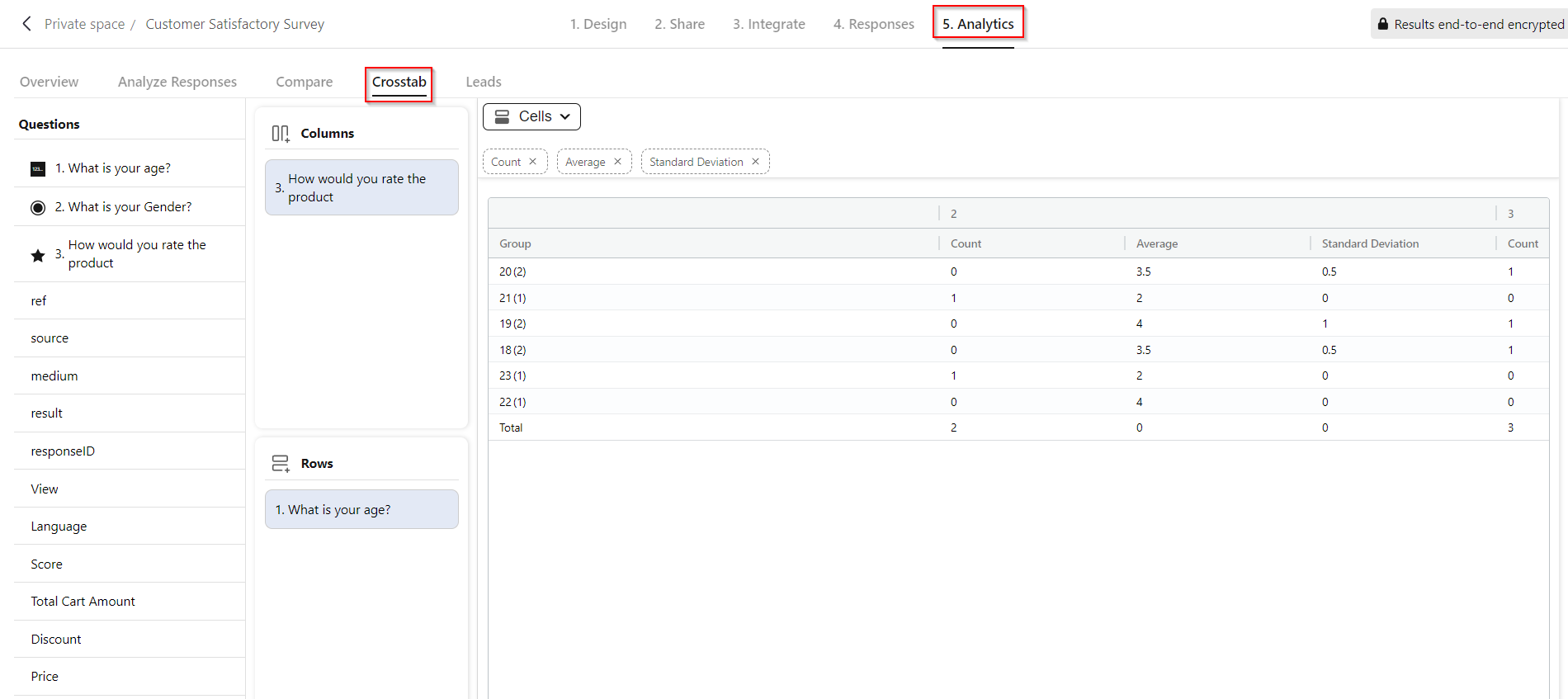 cross-tabulation in BlockSurvey